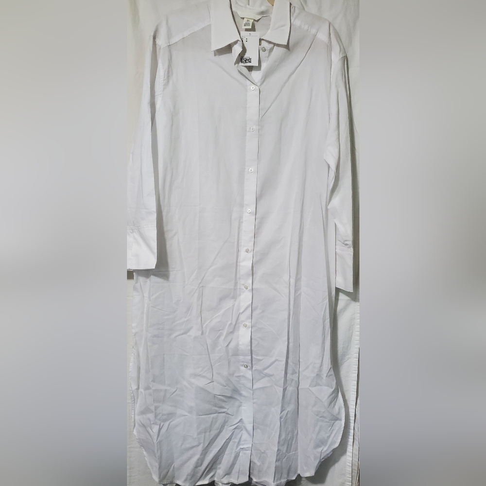 H&M White Long Sleeve Dress